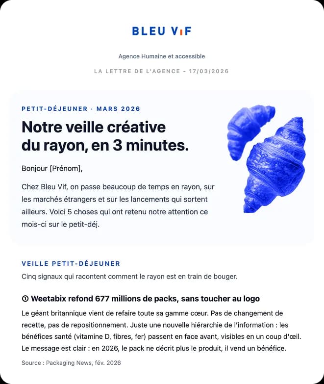 Édition de la newsletter Bleu Vif